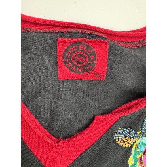 Double D Ranch 2XL Black Tunic Dress Embroidered Boho Hippie Western Mexican - Picture 6 of 15